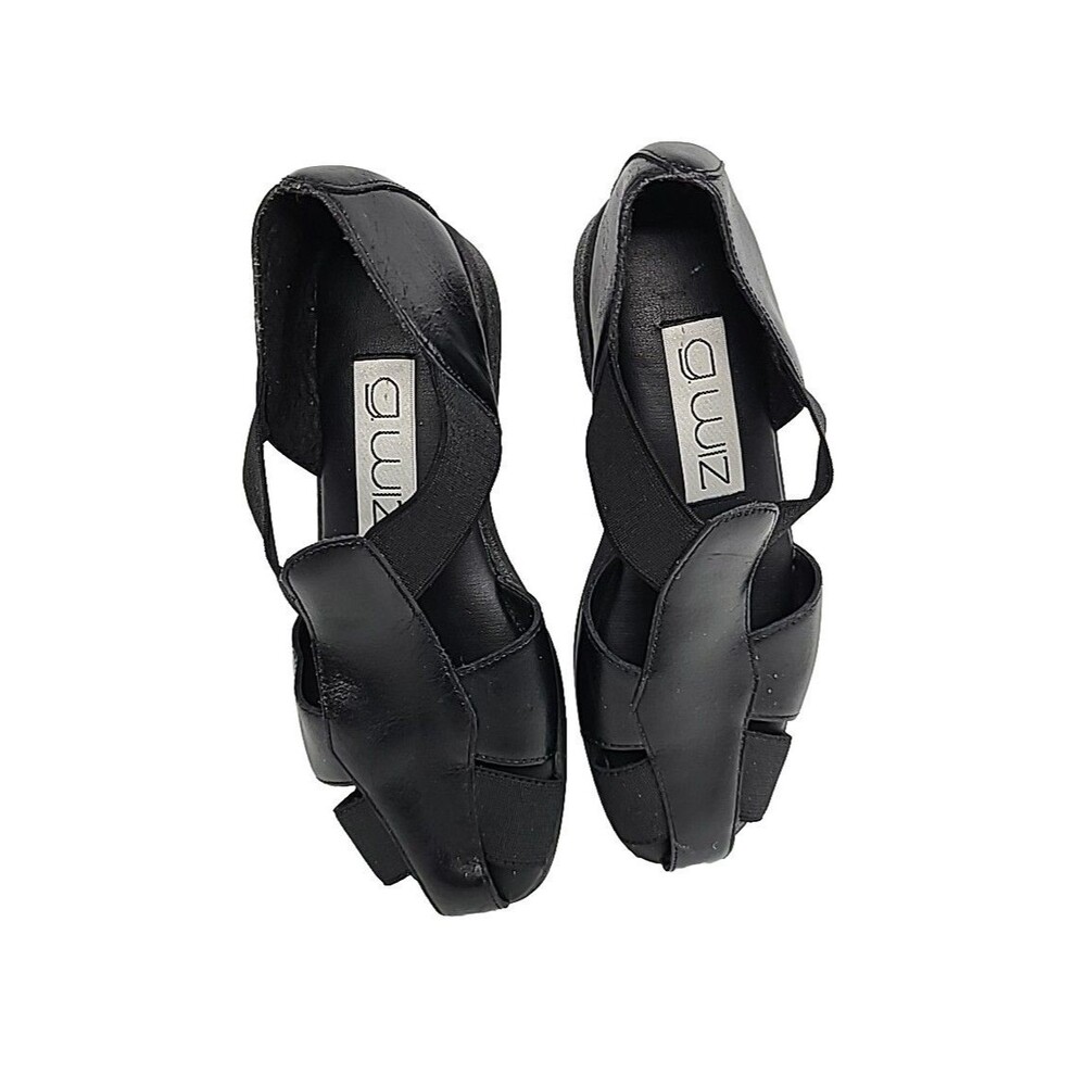 G WIZ Womens Bailey Fisherman Sandals Black Leather Stretch Slip On  Size 5 M